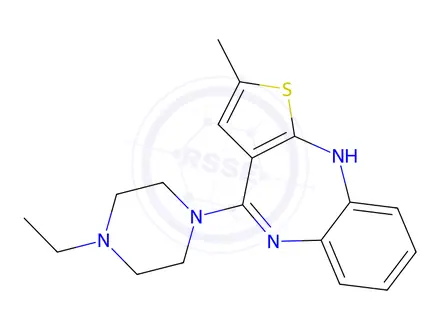 Chemical structure of 10H-Thieno[2,3-b][1,5]benzodiazepine, 4-(4-ethyl-1-piperazinyl)-2-methyl-(ACI)