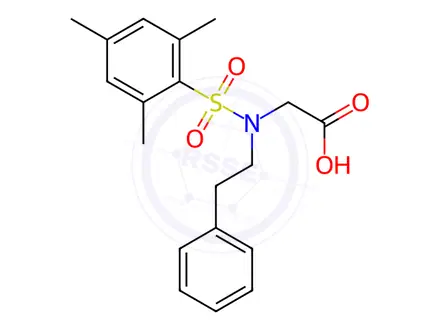 Chemical structure of N-(2-Phenylethyl)-N-[(2,4,6-trimethylphenyl)sulfonyl]glycine