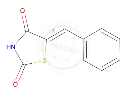 Chemical structure of (5E)-5-benzylidene-1,3-thiazolidine-2,4-dione