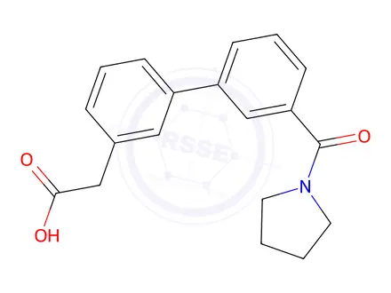 Chemical structure of 3′-(1-Pyrrolidinylcarbonyl)[1,1′-biphenyl]-3-acetic acid