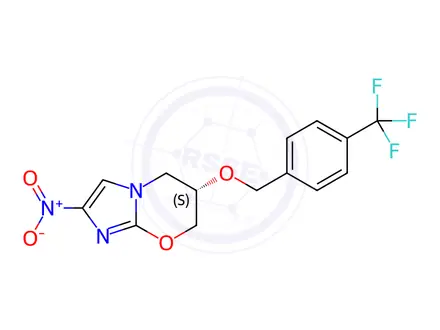 Chemical structure of (S)-2-Nitro-6-((4-(trifluoromethyl)benzyl)oxy)-6,7-dihydro-5H-imidazo[2,1-b][1,3]oxazine