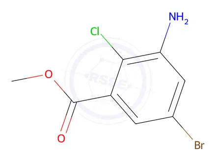 Chemical structure of methyl 3-amino-5-bromo-2-chlorobenzoate