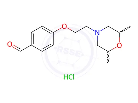 Chemical structure of 4-(2-(2,6-Dimethylmorpholino)ethoxy)benzaldehyde hydrochloride
