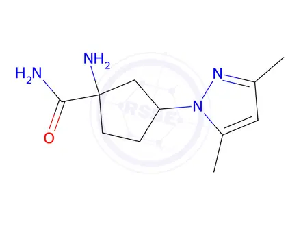 Chemical structure of 1-Amino-3-(3,5-dimethyl-1h-pyrazol-1-yl)cyclopentane-1-carboxamide