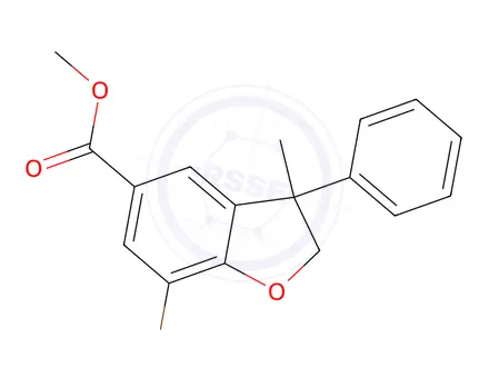 Chemical structure of Methyl 7-bromo-3-methyl-3-phenyl-2,3-dihydrobenzofuran-5-carboxylate