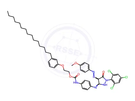Chemical structure of 2-(3-pentadecylphenoxy)ethyl [4-[[4,5-dihydro-4-[(4-methoxyphenyl)azo]-5-oxo-1-(2,4,6-trichlorophenyl)-1H-pyrazol-3-yl]amino]phenyl]carbamate