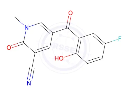 Chemical structure of 5-(5-Fluoro-2-hydroxybenzoyl)-1-methyl-2-oxo-1,2-dihydropyridine-3-carbonitrile