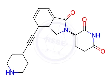 Chemical structure of 3-(1-oxo-4-(piperidin-4-ylethynyl)isoindolin-2-yl)piperidine-2,6-dione