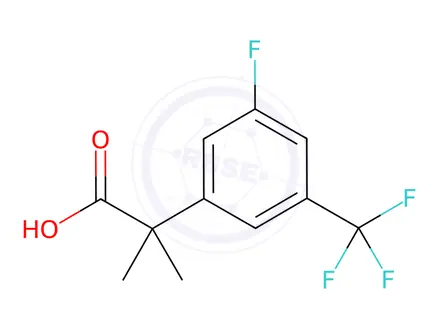 Chemical structure of 2-[3-fluoro-5-(trifluoromethyl)phenyl]-2-methylpro panoic acid