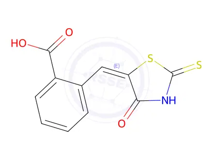 Chemical structure of 2-[(Z)-(4-Oxo-2-sulfanyl-1,3-thiazol-5(4H)-ylidene)methyl]benzoic Acid