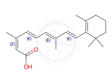 Chemical structure of Isotretinoin (Tretinoin EP Impurity A, 13-cis-Retinoic Acid)