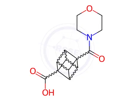 Chemical structure of (1s,2R,3r,8S)-4-(morpholine-4-carbonyl)cubane-1-carboxylic acid