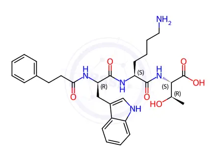 Chemical structure of somatostatin (7-10), desamino-Trp