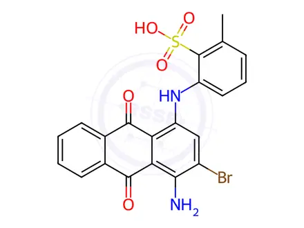 Chemical structure of 2(or 5)-[(4-amino-3-bromo-9,10-dihydro-9,10-dioxo-1-anthryl)amino]-5(or 2)-methylbenzenesulphonic acid