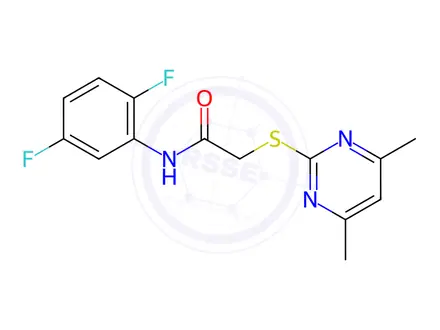 Chemical structure of N-(2,5-difluorophenyl)-2-((4,6-dimethylpyrimidin-2-yl)thio)acetamide