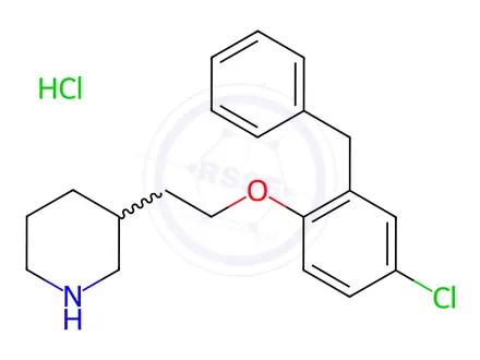 Chemical structure of 3-[2-(2-Benzyl-4-chlorophenoxy)ethyl]piperidine hydrochloride