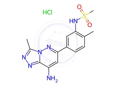 Chemical structure of N-(5-(8-Amino-3-methyl-[1,2,4]triazolo[4,3-b]pyridazin-6-yl)-2-methylphenyl)methanesulfonamide hydrochloride