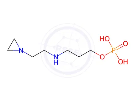 Chemical structure of 3-((2-(Aziridin-1-yl)ethyl)amino)propyl dihydrogen phosphate