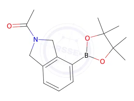 Chemical structure of 1-(4-(4,4,5,5-Tetramethyl-1,3,2-dioxaborolan-2-yl)isoindolin-2-yl)ethan-1-one
