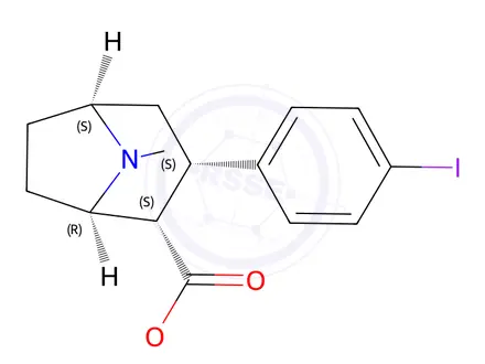Chemical structure of methyl (1R,2S,3S,5S)-3-(4-iodophenyl)-8-methyl-8-azabicyclo[3.2.1]octane-2-carboxylate