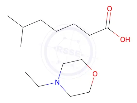 Chemical structure of isooctanoic acid, compound with 4-ethylmorpholine (1:1)