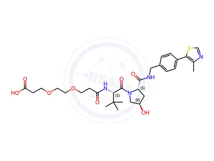 Chemical structure of 3-(2-(3-(((S)-1-((2S,4R)-4-hydroxy-2-((4-(4-methylthiazol-5-yl)benzyl)carbamoyl)pyrrolidin-1-yl)-3,3-dimethyl-1-oxobutan-2-yl)amino)-3-oxopropoxy)ethoxy)propanoic acid