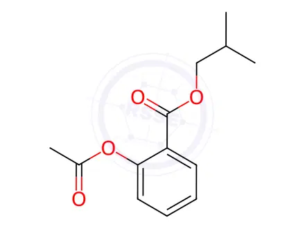 Chemical structure of Benzoic acid, 2-(acetyloxy)-, 2-methylpropyl ester