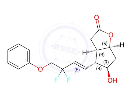 Chemical structure of (3AR,4R,5R,6aS)-4-((E)-3,3-Difluoro-4-phenoxybut-1-en-1-yl)-5-hydroxyhexahydro-2H-cyclopenta[b]furan-2-one