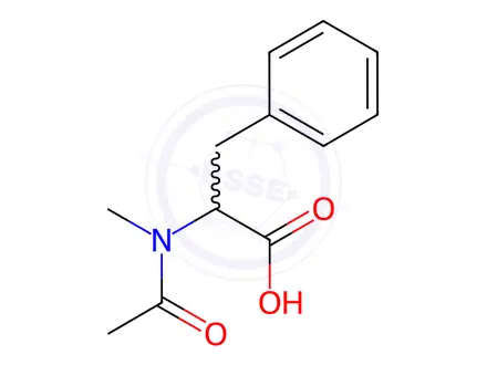Chemical structure of 2-(N-methylacetamido)-3-phenylpropanoic acid