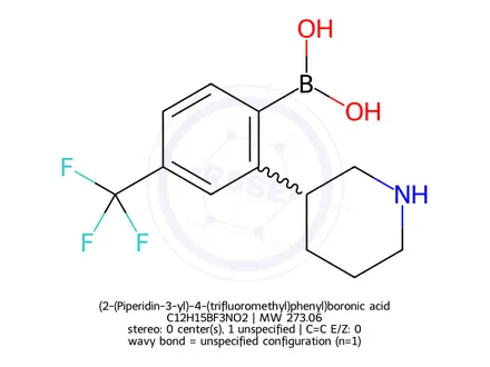 Chemical structure of (2-(Piperidin-3-yl)-4-(trifluoromethyl)phenyl)boronic acid