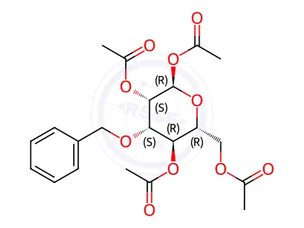 Chemical structure of 3-O-Benzyl-1,2,4,6-tetra-O-acetyl-α-D-mannopyranose