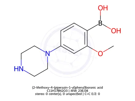 Chemical structure of (2-Methoxy-4-(piperazin-1-yl)phenyl)boronic acid