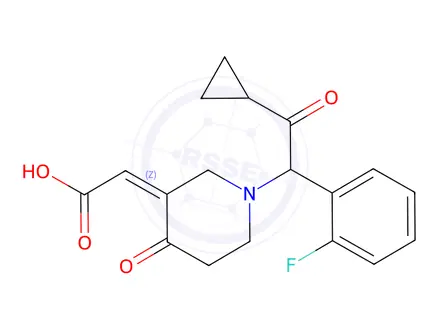 Chemical structure of (Z)-2-(1-(2-Cyclopropyl-1-(2-fluorophenyl)-2-oxoethyl)-4-oxopiperidin-3-ylidene)acetic Acid