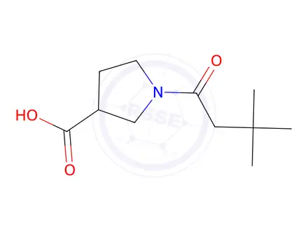 Chemical structure of 1-(3,3-dimethylbutanoyl)pyrrolidine-3-carboxylic acid