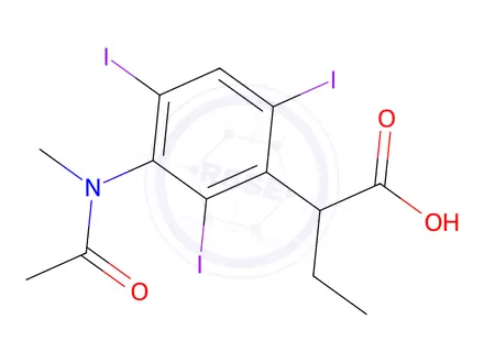 Chemical structure of 2-[2,4,6-Triiodo-3-[N-methyl(acetyl)amino]phenyl]butyric acid