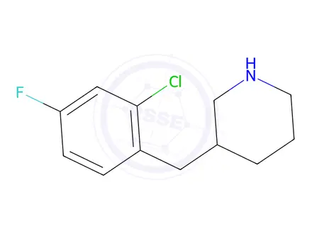 Chemical structure of 3-(2-Chloro-4-fluorobenzyl)piperidine