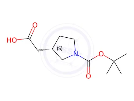 Chemical structure of 2-[(3S)-1-[(tert-butoxy)carbonyl]pyrrolidin-3-yl]acetic acid