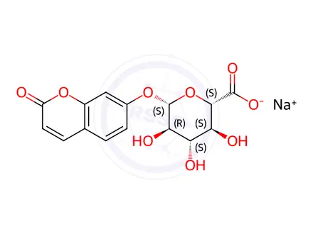 Chemical structure of 7-Hydroxy Coumarin Glucuronide Sodium Salt