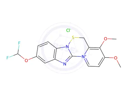 Chemical structure of 10-(Difluoromethoxy)-3,4-dimethoxy-5H-benzo[4,5]imidazo[1,2-b]pyrido[1,2-d][1,2,4]thiadiazin-13-ium Chloride