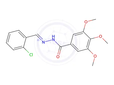 Chemical structure of N-[(2-chlorophenyl)methylideneamino]-3,4,5-trimethoxy-benzamide