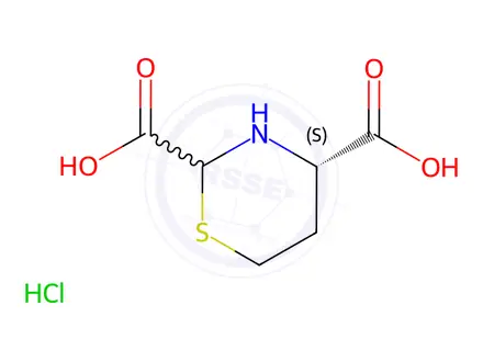 Chemical structure of (4S)-Tetrahydro-2H-1,3-thiazine-2,4-dicarboxylic Acid Hydrochloride