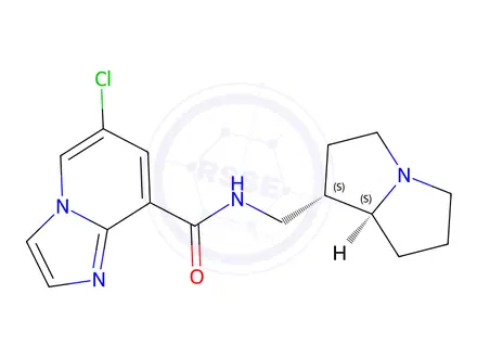 Chemical structure of 6-Chloro-N-((hexahydro-1H-pyrrolizin-1-yl)methyl)imidazo(1,2-a)pyridin e-8-carboxamide (1S-cis)-