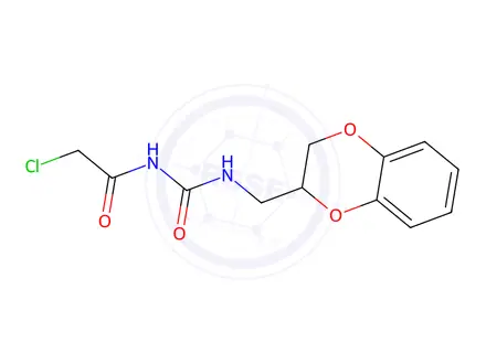 Chemical structure of 2-Chloro-N-(((2,3-dihydrobenzo[b][1,4]dioxin-2-yl)methyl)carbamoyl)acetamide
