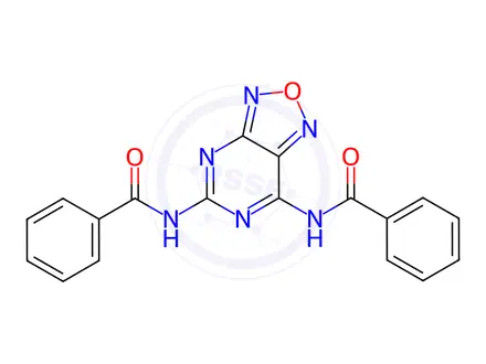 Chemical structure of N,N'-([1,2,5]Oxadiazolo[3,4-d]pyrimidine-5,7-diyl)dibenzamide