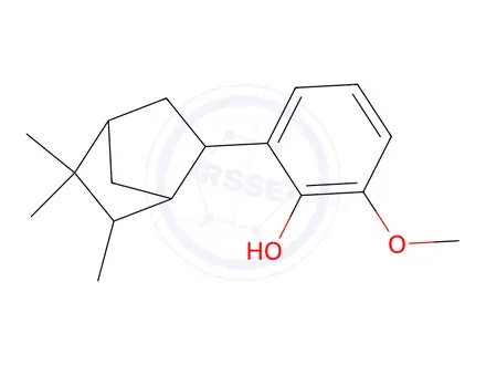 Chemical structure of 2-methoxy-6-(5,5,6-trimethyl-2-norbornyl)phenol