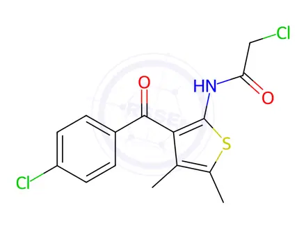 Chemical structure of Acetamide, 2-chloro-N-[3-(4-chlorobenzoyl)-4,5-dimethyl-2-thienyl]-