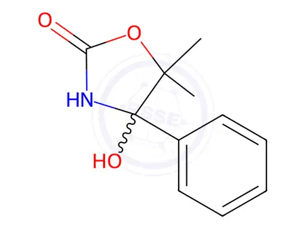 Chemical structure of 2-Oxazolidinone,4-hydroxy-5,5-dimethyl-4-phenyl-(8CI,9CI)