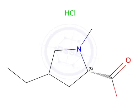 Chemical structure of (2S)-4-ethyl-1-methylpyrrolidine-2-carboxylic acid hydrochloride