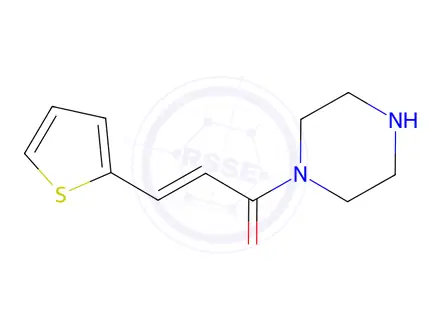 Chemical structure of 1-[(2E)-3-thien-2-ylprop-2-enoyl]piperazine