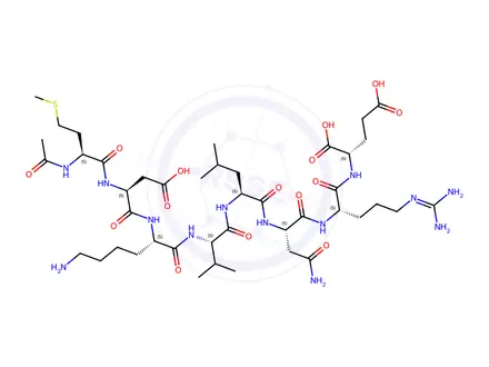 Chemical structure of Ac-Met-Asp-Lys-Val-Leu-Asn-Arg-Glu-OH